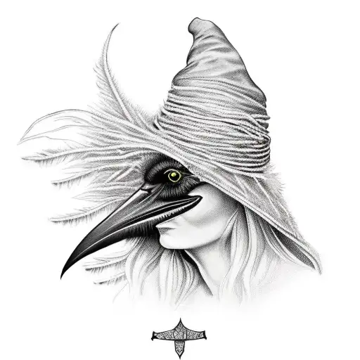 A Witch's Hat Adorned With Raven Feathers And Surrounded By Tarot Cards