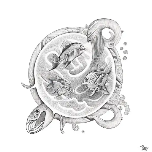 Ocean Themed Tattoo For A Back