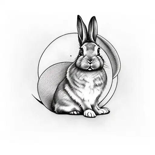 Bunny Laying Down On Crescent Moon