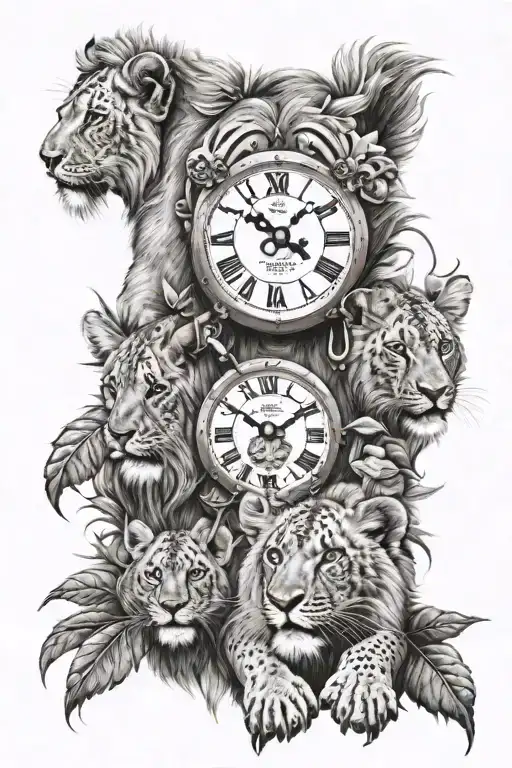 Zane Mya Lion Cubs Roman Numeral Clock