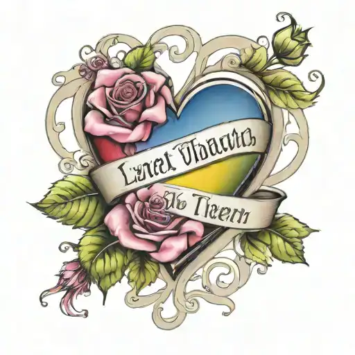 Fancy Rainbow Heart With Roses With Fancy Text Let Them