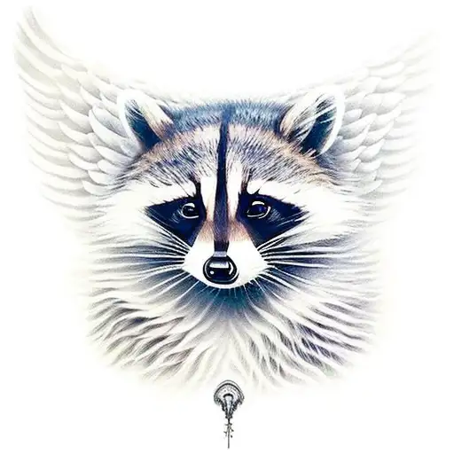 Raccoon Angel With Halo