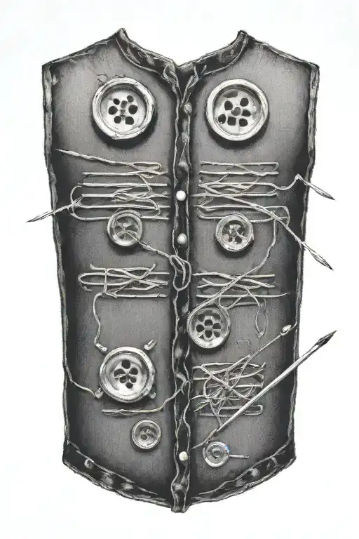 Black Buttons And Sewing Needles With Thread On A Light Background