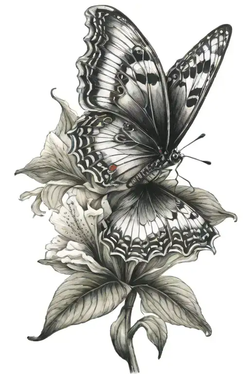 Butterfly With One Wing In Hibiscus Flower