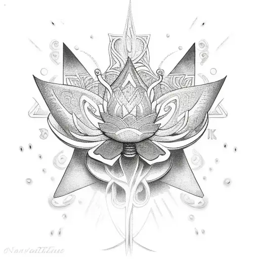 Cover Up Of Name Using Ankh And Lotus Flowers