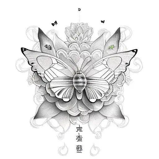 Cover Up Of Name Using Butterflies And Lotus Flowers