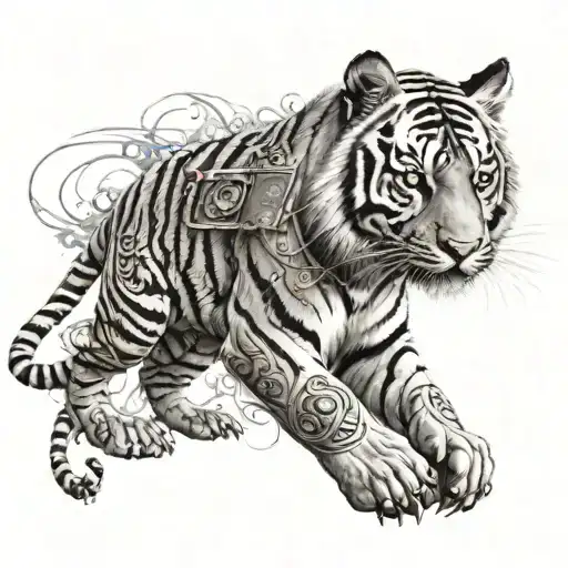 A Tiger Playing A Video Game With Intense Focus