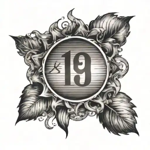 Sun With Number 19 At The Bottom In Small Font In Elegant Style