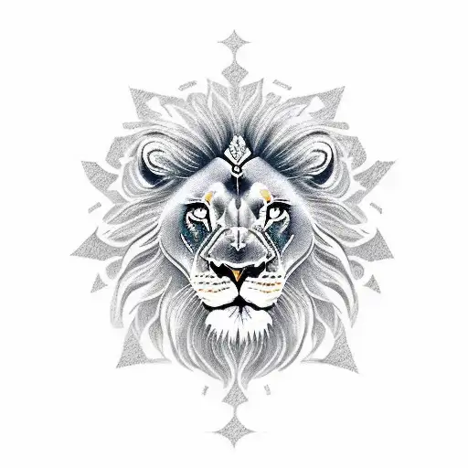 Lion Head With Leo Zodiac Sign And Leo Star Constellation Kind Of Behind The Lion Head