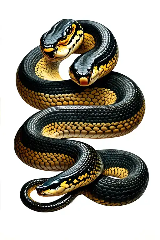 Burmese Python Coiled Snake Intertwined With Fancy B Attached