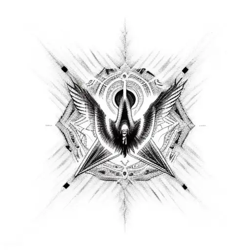 Seraphim With Grain Effect Abstract Black And White