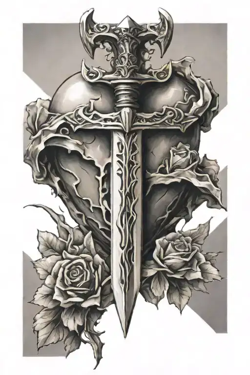 Sword Piercing A Heart Made Of Stone
