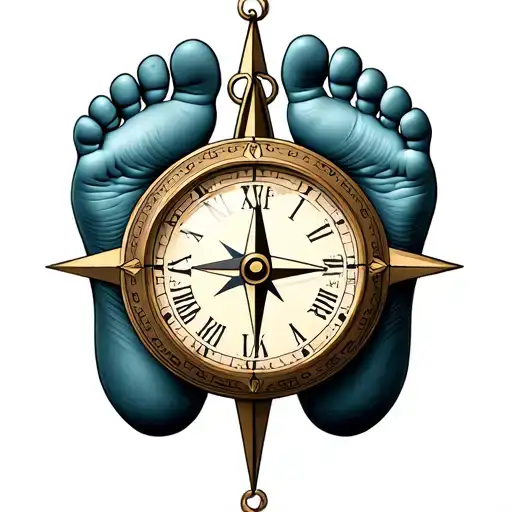 Baby Feet Clock Time Piece Compass And Name