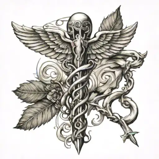 Hyper Realistic Caduceus Staff Symbol