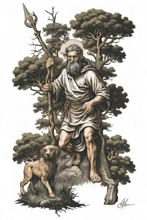 Saint Christopher Walking In The Forest