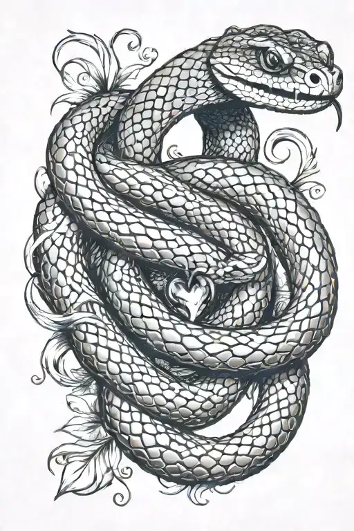 Snake Coiled Around Shot Glass With Heart In The Middle