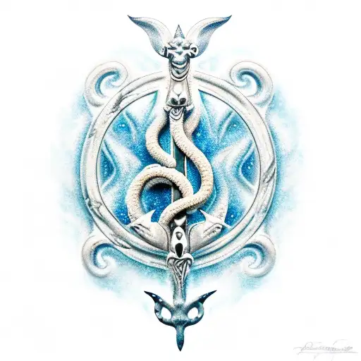 Poseidon In Ocean With Trident