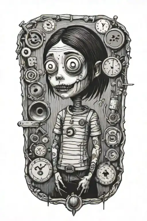 Black Buttons And Needles From The Movie Coraline Sewn Into The Skin