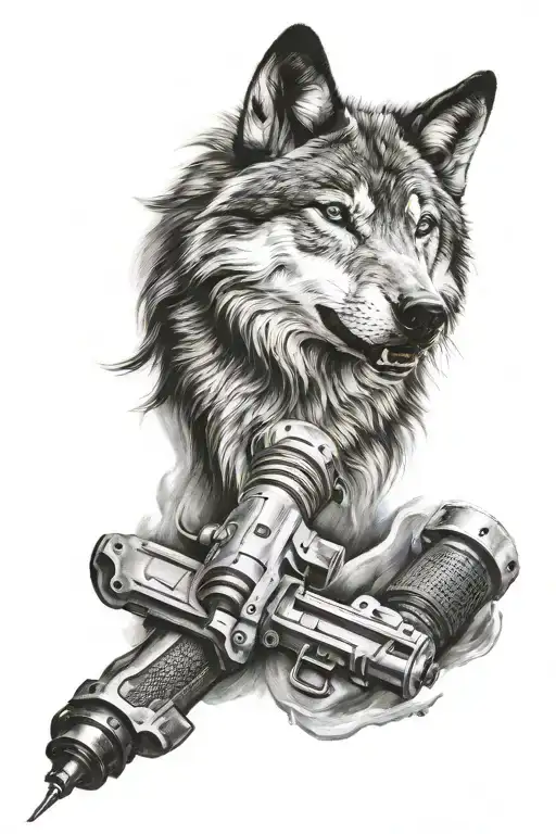 Wolf On Forearm With Drill