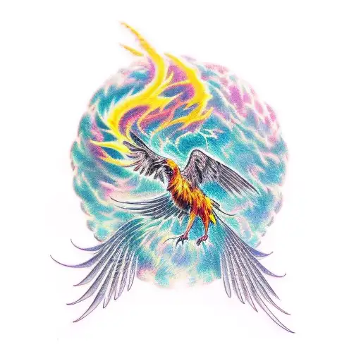 Phoenix In Front Of A Brain