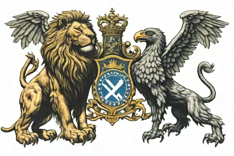 Lion And Eagle With Yugoslavian Flag Waving