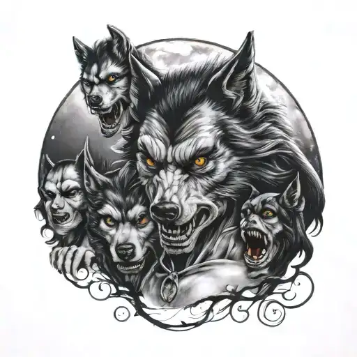 Vampires And Werewolves Under Moon Light
