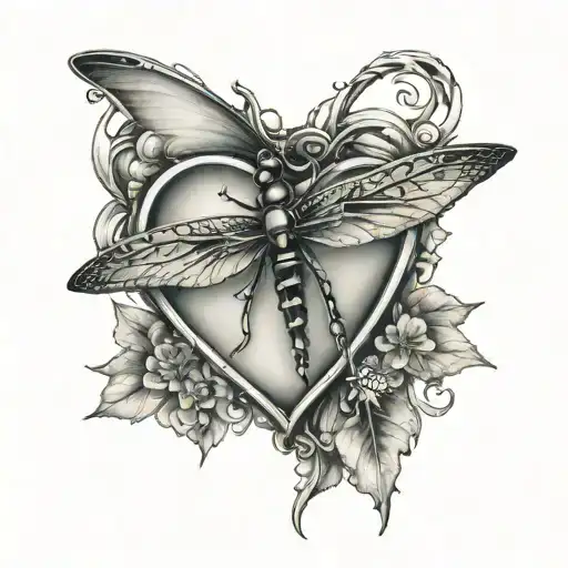 A Dagger In A Heart With A Dragonfly