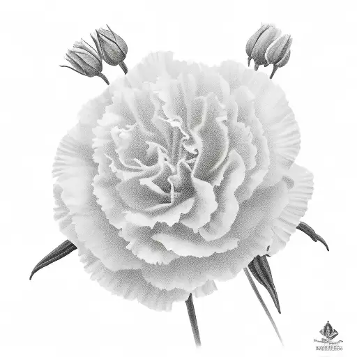 Pink Carnation With The Intials Cjf Under It And The Date 1961-2018