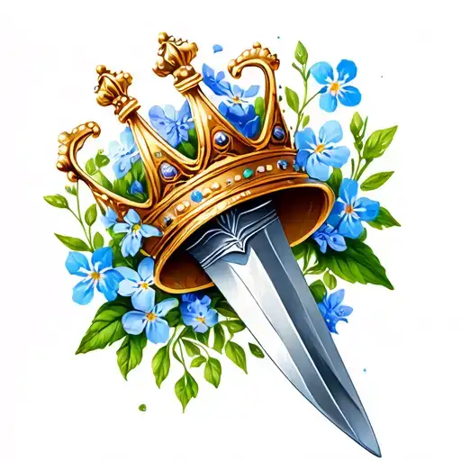 Dagger With Crown And Forget Me Nots Surrounding