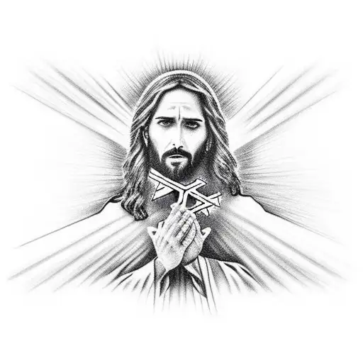 Jesus Praying With A Cross Below Him Combined With A Raddle Snake Wrapped Around A Ar15
