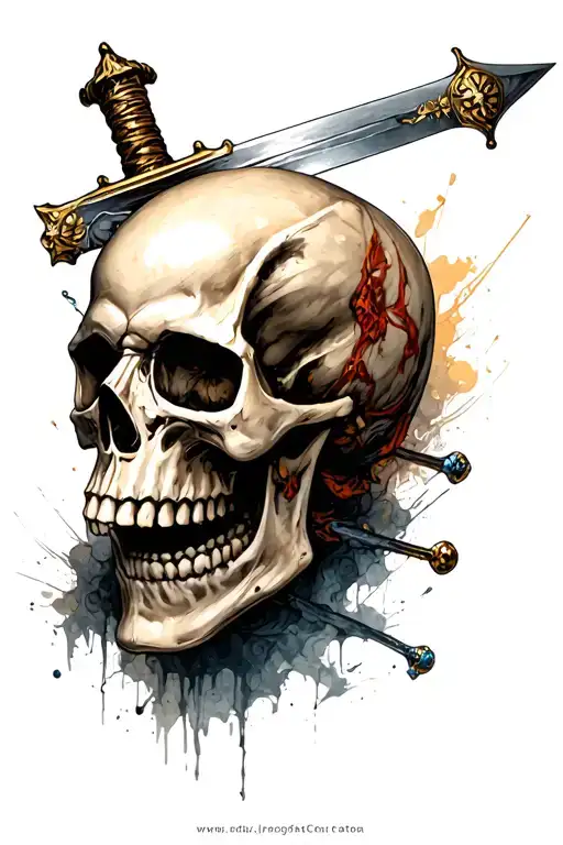 Stack Skull With Sword Piercing