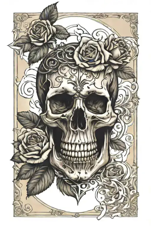Skull And Roses Wrapped Tarot Card Featuring