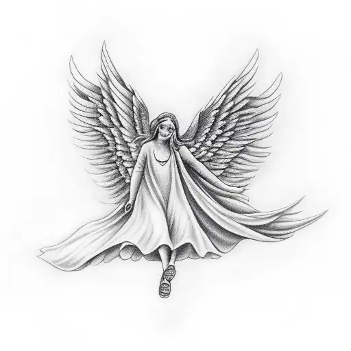 Angel Flying To Heaven Carrying A Person
