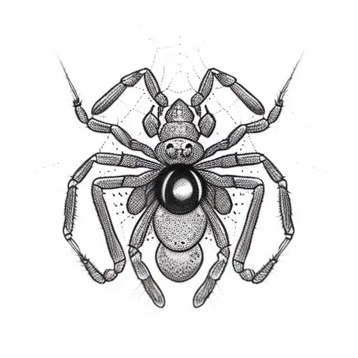 Thin Spider With Spider Web