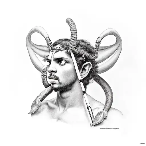 Greek Satyr By Fire Playing Flute