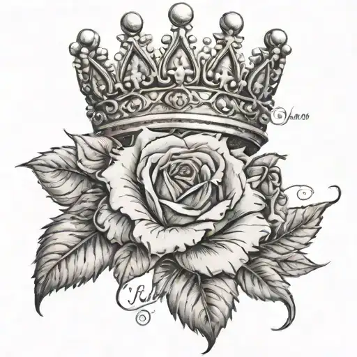 Ruth In Cursive With A Crown On Top And Roses Around It
