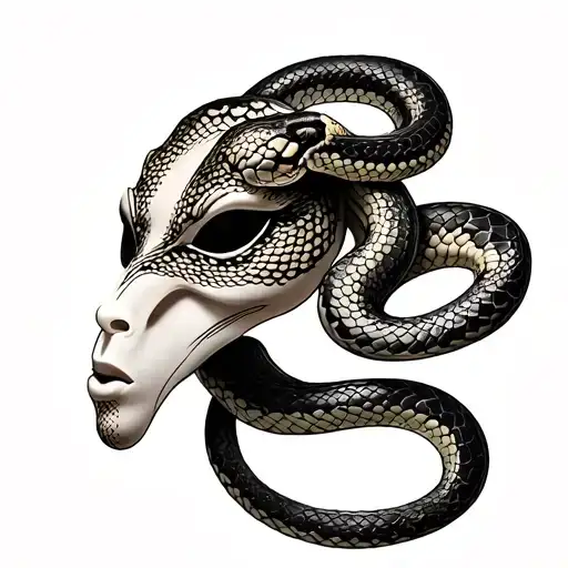 Ony Mask With A Snake Wrapped