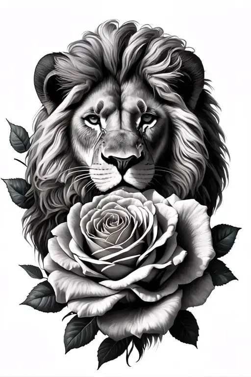 Lion Roses Intertwined