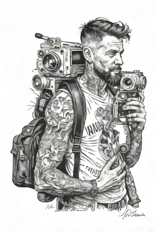 Man Carrying A Arri 18K Black And White