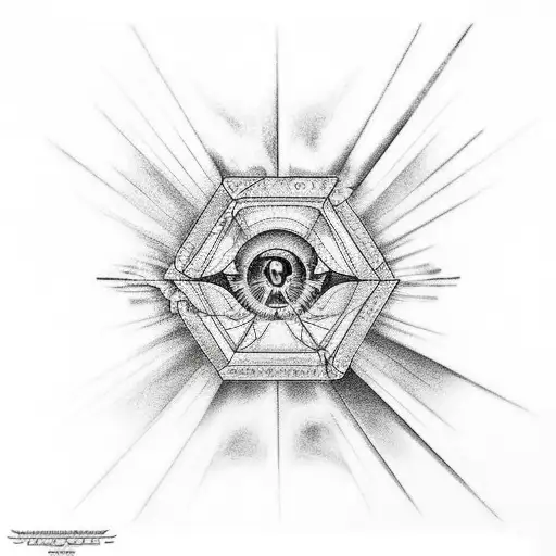 Icarus Falling In Microrealism With Some Geometric Shapes