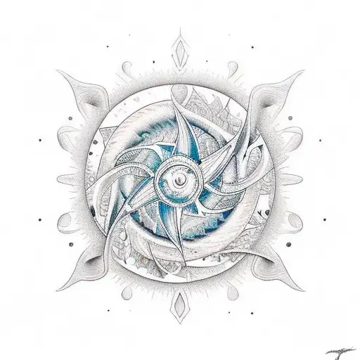 An Hourglass Whose Interior Is Sun And Waves