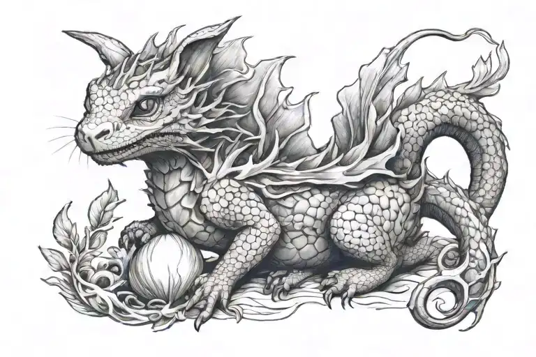 A Fierce Dragon Sprouting Fire On A Cute Little Rabbit