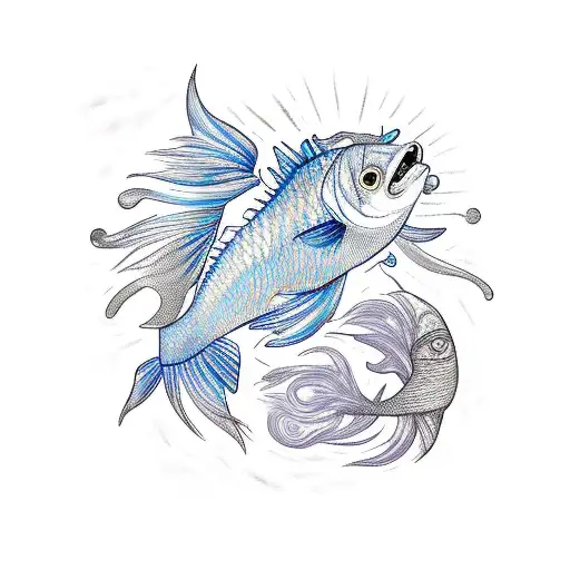 Pisces Fish Swimming Around Leo Lion