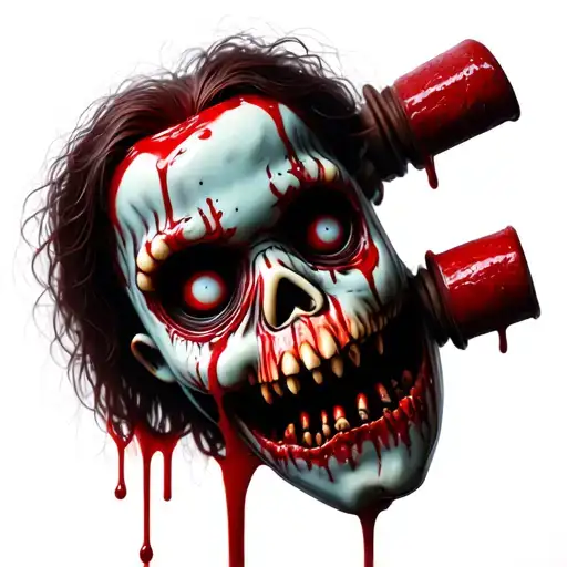 Scary Voodoo Doll With Blood Dripping Setting Up Like Chucky