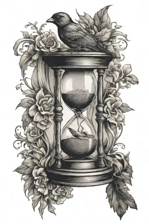 Hour Glass With A Bird Taking It Away