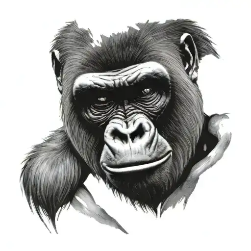 Gorilla With Covered Mouth Covered Ear And Covered Eye