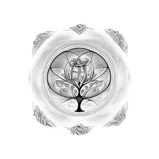 Tree Of Life With Triquetra With Wolf