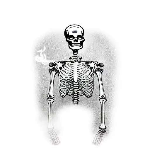 Cowboy Skeleton With Poncho Smoking Cigarette