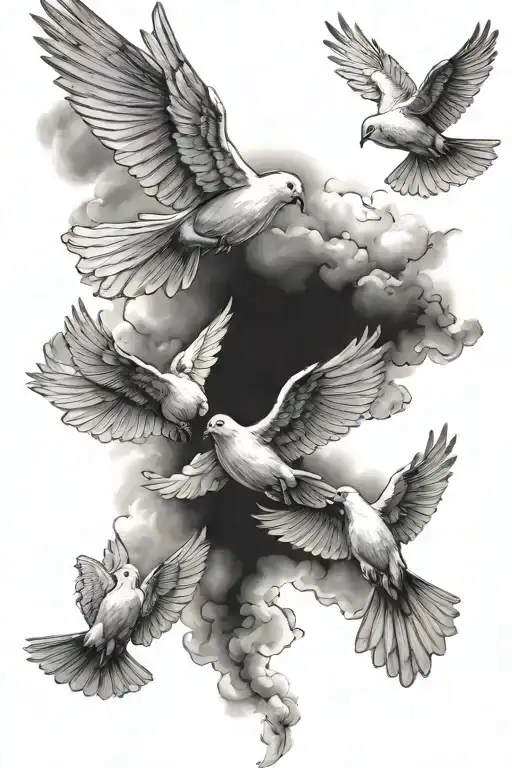 Bible Verse And Clouds And Doves