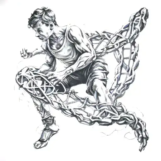 Boy Fights With Dna Double Helix